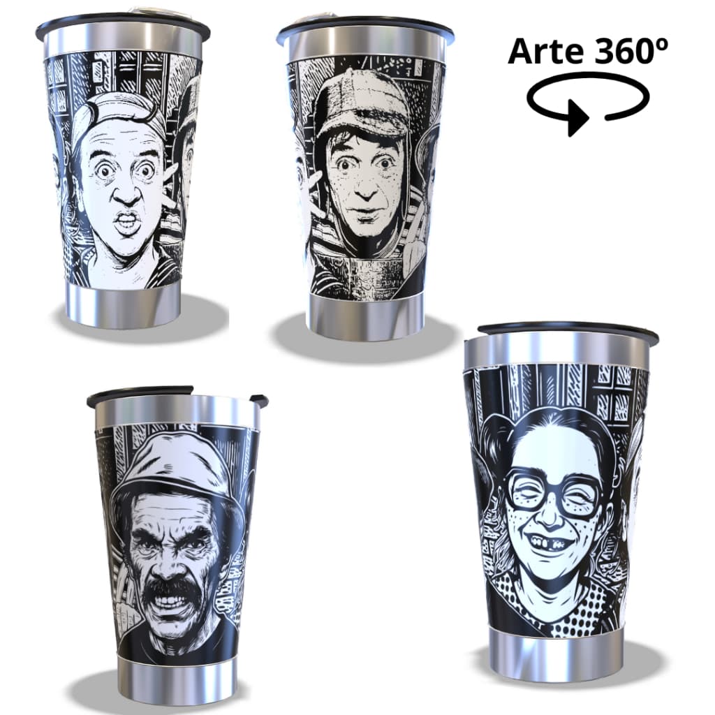 Copo Térmico 473ML com arte 360º graus arte Laser Tema: SÉRIE DE TV  Com tampa e parede dupla idéias presente