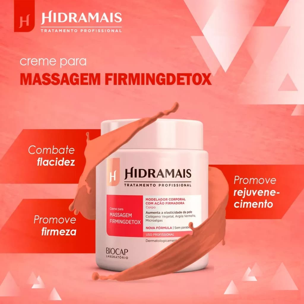 Hidramais Creme Massagem Corporal FirmingDetox 1Kg - Combate a Flacidez, Firma e Rejuvenesce a Pele