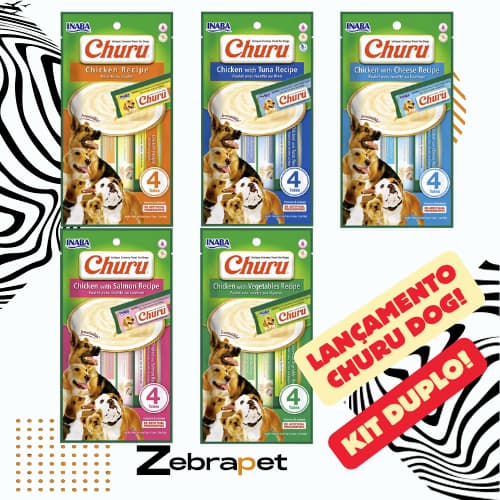 Petisco Inaba p/ Cães Churu Kit Duplo - LANÇAMENTO - 5 Sabores