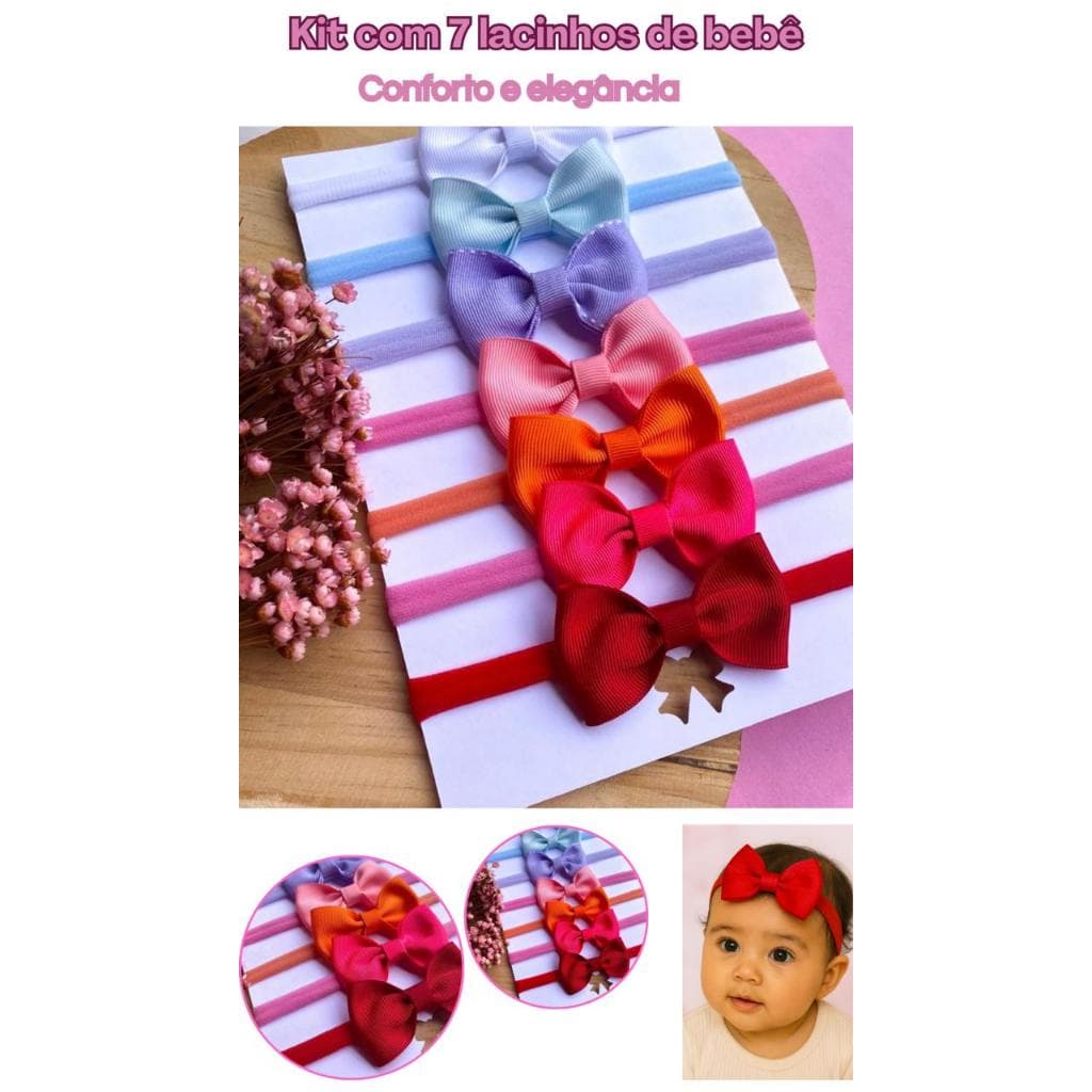 KIT COM 7 FAIXINHAS DE BEBÊ FAIXINHAS MATERNIDADE LAÇOS BEBÊ ENXOVAL MATERNIDADE RN LAÇO GRAVATINHA