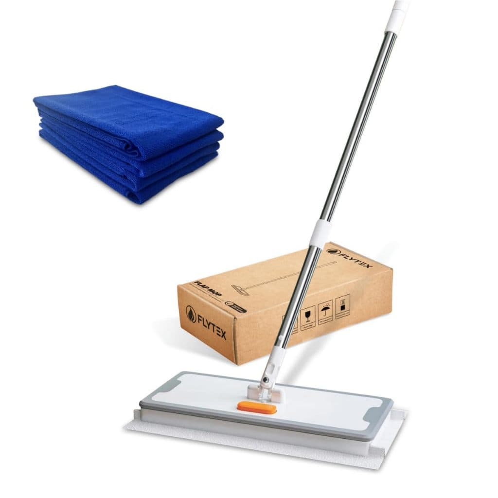Rodo de Limpeza Flap Mop com Sistema de Prender o Pano + 2 unid Pano de Microfibra