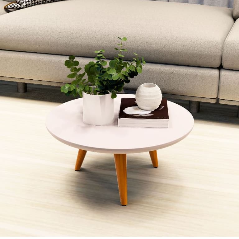 Mesa Apoio Lateral Para Sala Pequena Baixa Redonda MDF