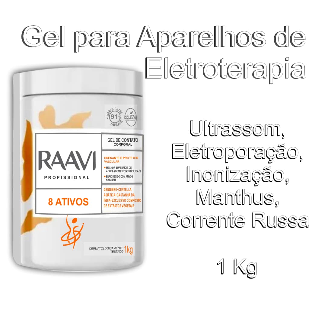 Gel de Ultrassom 8 Ativos 1Kg raavi – Trata Celulite E Gordura Localizada para Aparelhos de eletroterapia