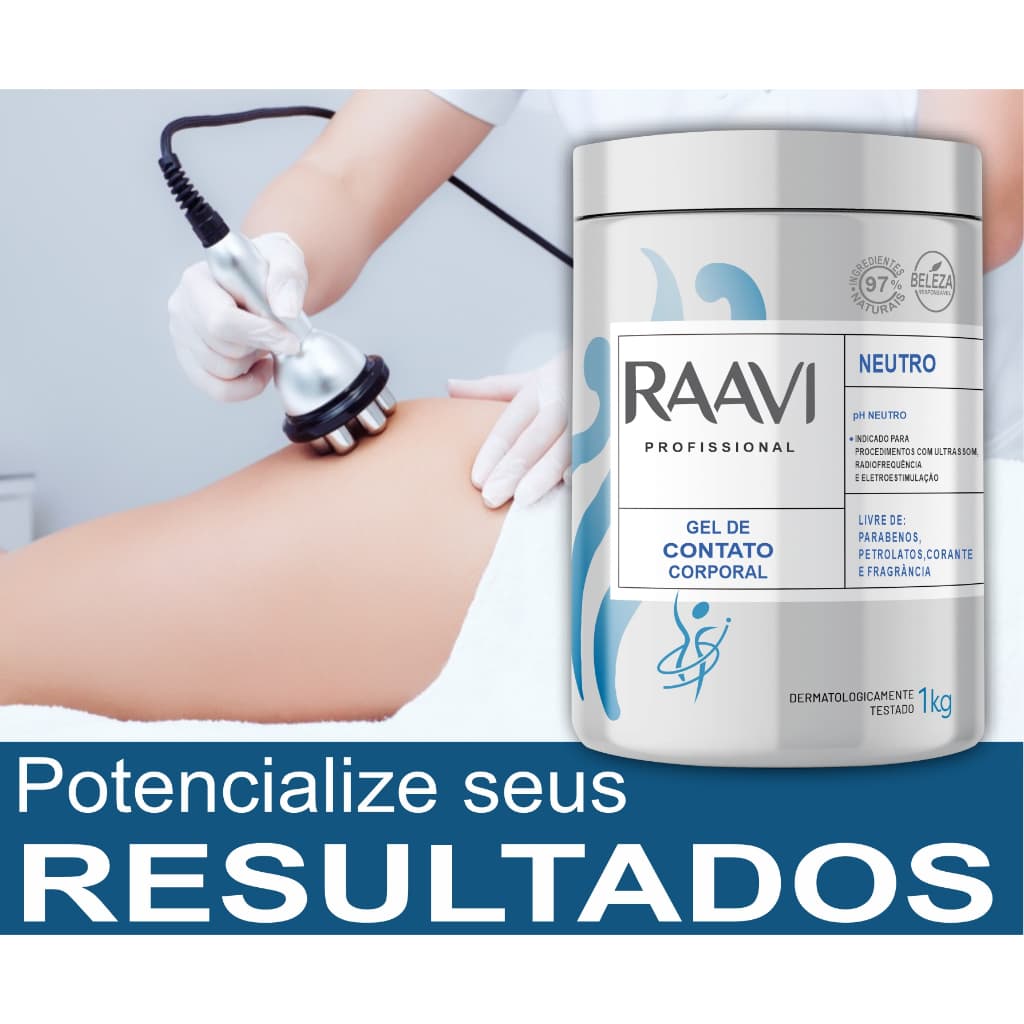 Gel Glicerinado Neutro para Aparelhos de Radiofrequência 1kg Raavi - Corporal e Facial - Altamente Deslizante