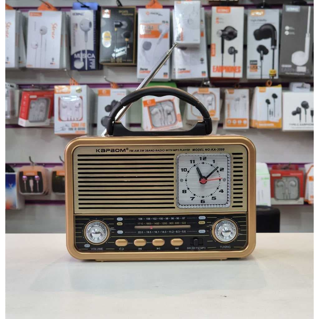 Radio Relógio Recarregável  Retro Vintage c/ Bluetooth e USB