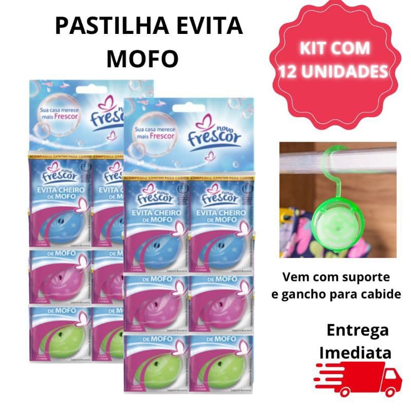 Kit 12 pastilhas Evita Mofo Repele Traça e Barata
