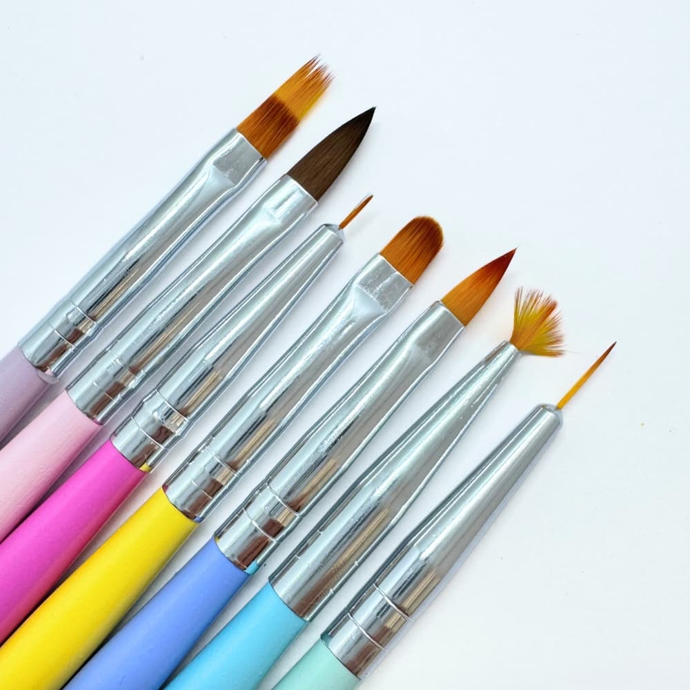 Kit 7 Pincel para unha decoração Pincel Chato Reto Pincel Acrílico Pincel Rake Pincel lingua de gato