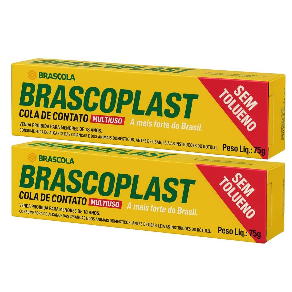 kit 2 Colas de Contato Adesivo Brascoplast ST 75g Cola de Sapateiro Brascola