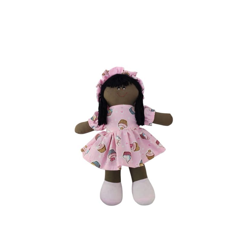 Boneca de Pano Negra 30cm Morena Direto Da Fábrica Oferta Imperdível