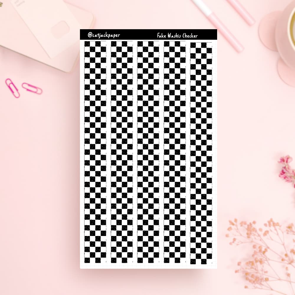 Cartelas adesivas Fake Washi - Quadriculado -  Planner, journal, decoração