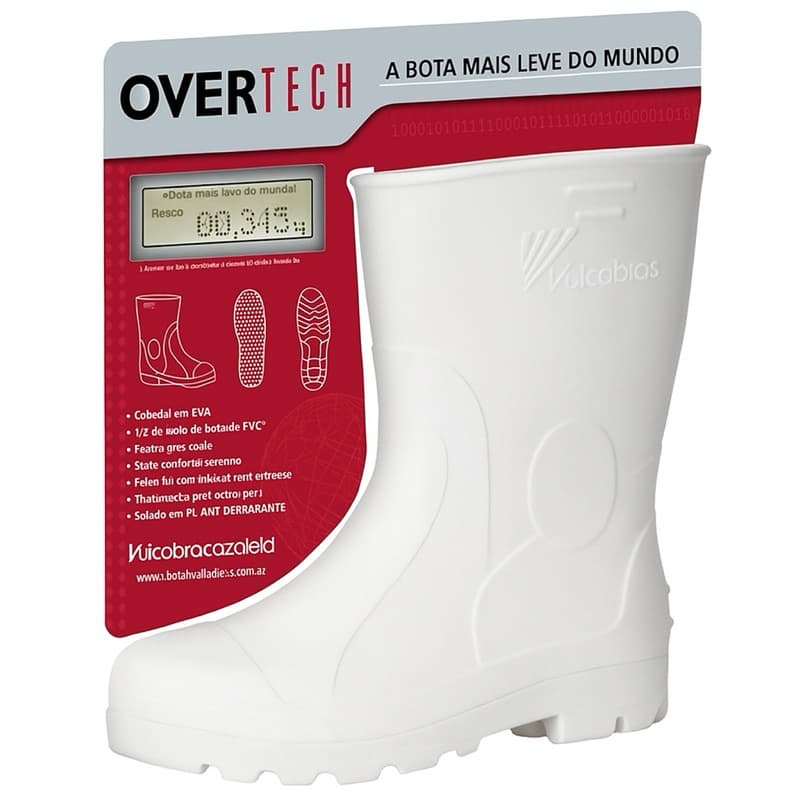 BOTA EVA SUPER LEVE AÇOUGUE INDUSTRIA COZINHA IMPERMEÁVEL CANO MEDIO BOTA OVERTECH VULCABRAS