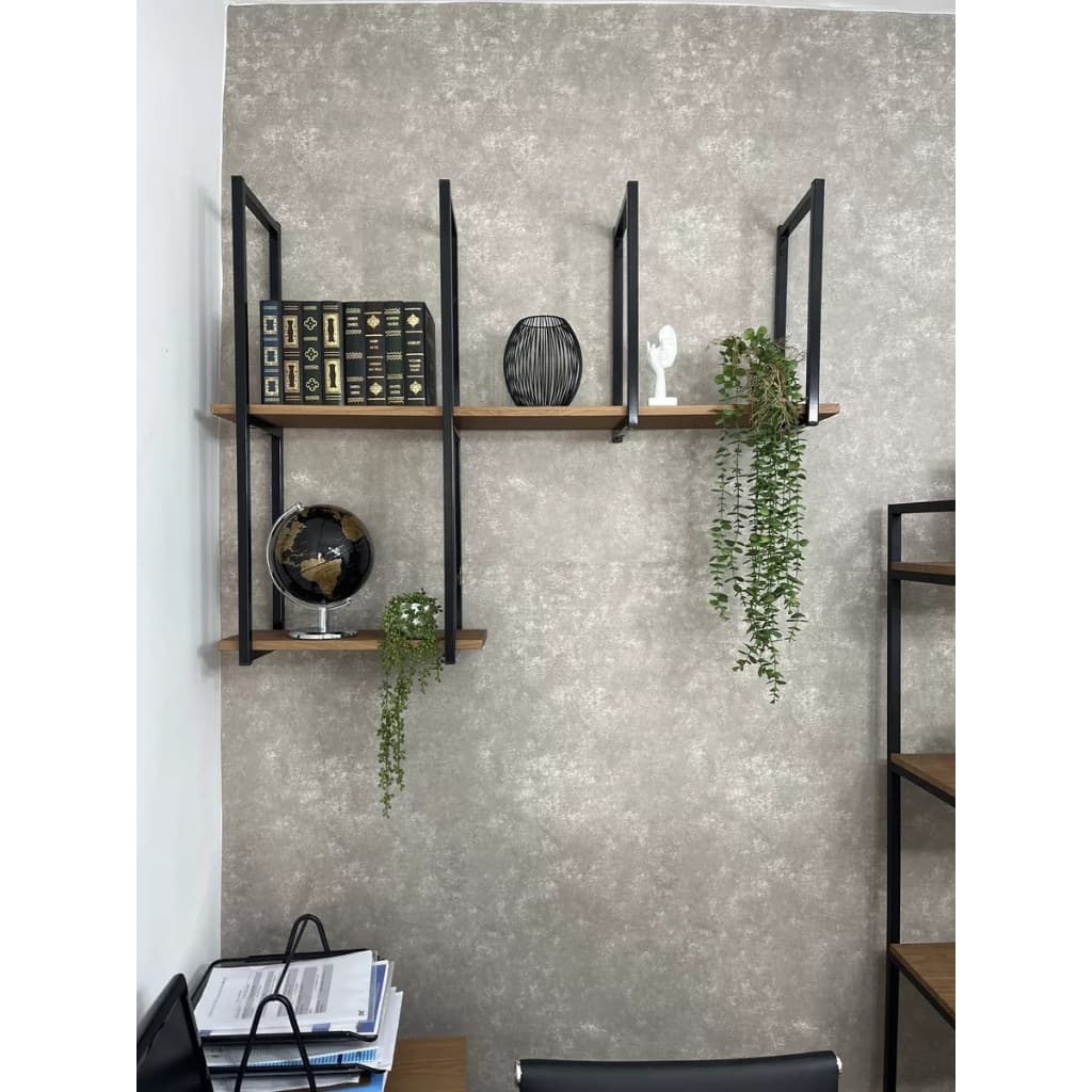 Conjunto Prateleira Dupla Estilo Industrial Moderna 90x100x20cm