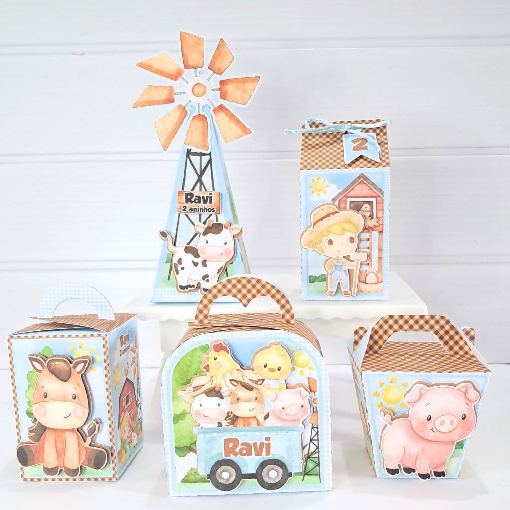 PEGUE E MONTE Kit Personalizados Fazendinha Aquarelado |Lembrancinhas Festa Infantil | Fazemos Todos os Temas