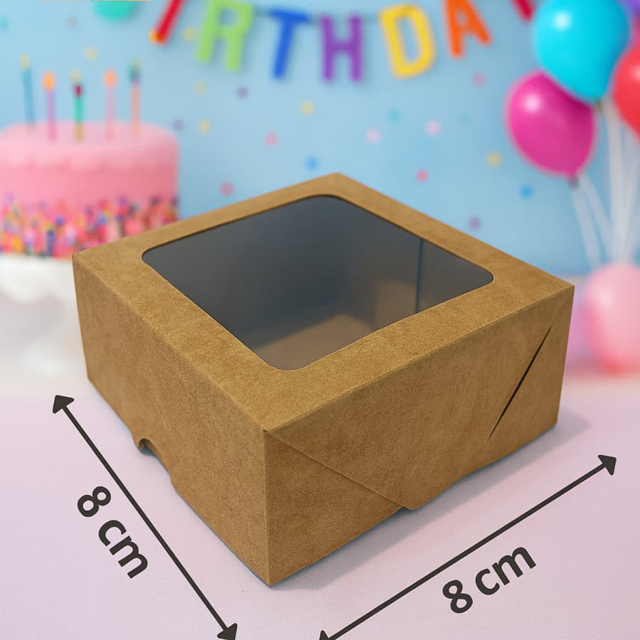 Caixa Visor 130 unid 8x8x4 Lembrancinhas, Doces, Sabonetes kraft- Embalagem com 130 unidades