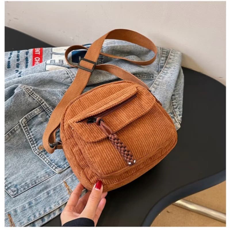 Bolsa Tiracolo Feminina Preta Bolsa Casual Pequena Estilo Vintage em Corda Ideal para Dia a Dia