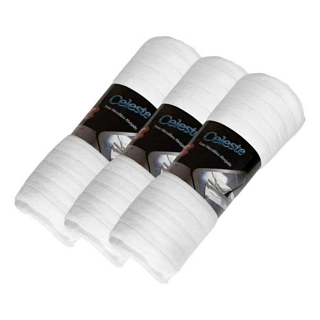 Kit 3 Panos Para Limpeza Branco Alvejado 50cm X 80cm - Casa Carro Pia Móveis Vidros Fogão Escritório