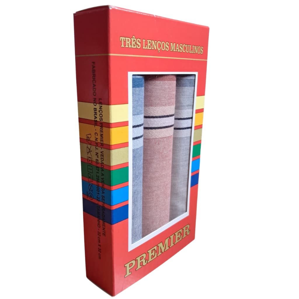 Lenço de Bolso Masculino Premier – Kit c/ 3 Unidades 32 cm – Cores Sortidas em Promoção Prático e elegante