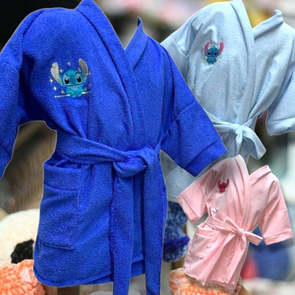 Roupão Infantil Stitch Atoalhado Tecido Misto Masculino e Feminio 02 Modelos Otimas opções