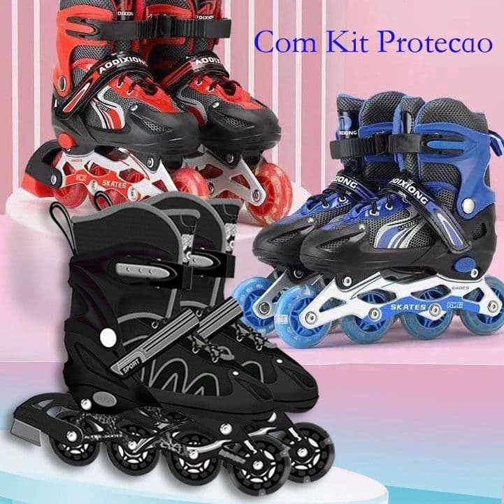 Patins Infantil Roller Inline Atacado Ajustável Com Luz De Led Criança Várias Cores Promoção la;amento