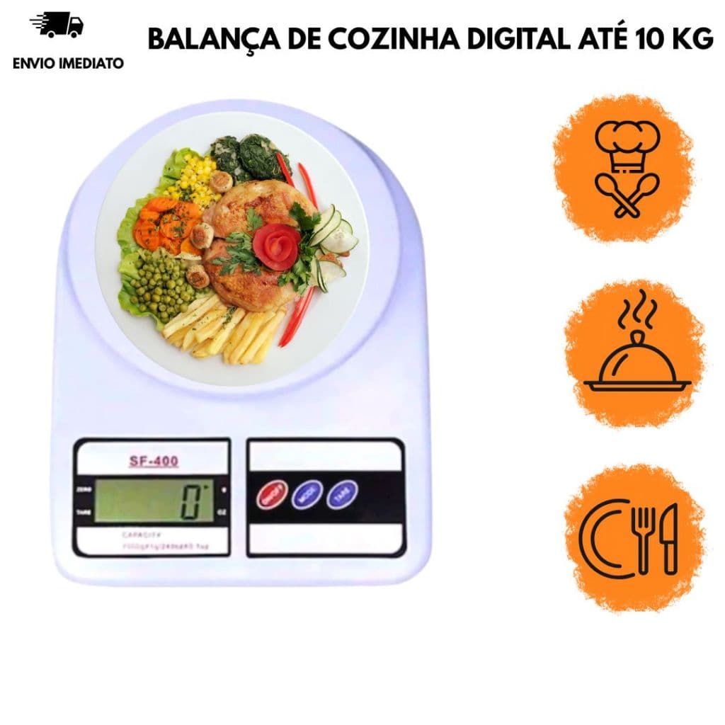 Balança de Cozinha Digital Para Pesar Alimentos Até 10 Kg Precisão Para Receitas e Dietas