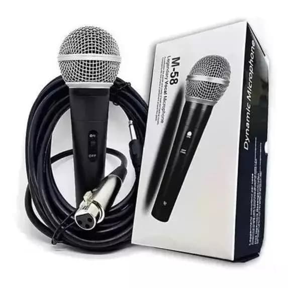 Microfone Profissional Com Cabo M-58 Sm58 5 Metros Fios Chave Liga Desliga Saída P10 Envio Imediato