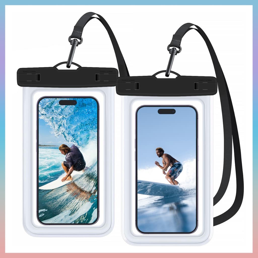 Capa 100% Impermeável para Celular 4-7" Funciona com Touchscreen Mesmo Dentro da Bolsa + Cordão Ajustável