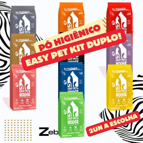 Easy Pet & House - Kit Duplo Pó Higiênico c/ Aroma - Limpeza a Seco Cães Gatos