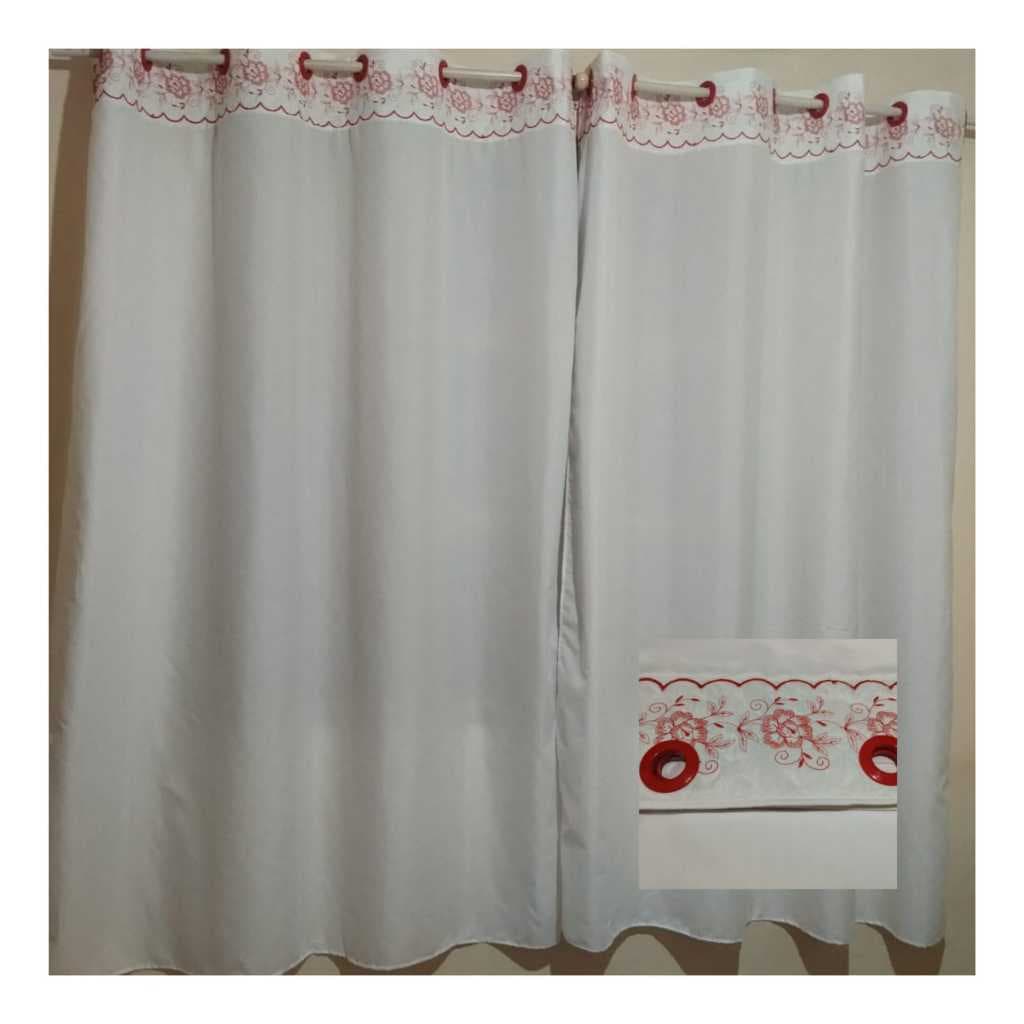 Cortina Com Bando Bordado  3,00x1,70 m Diamante Várias Cores