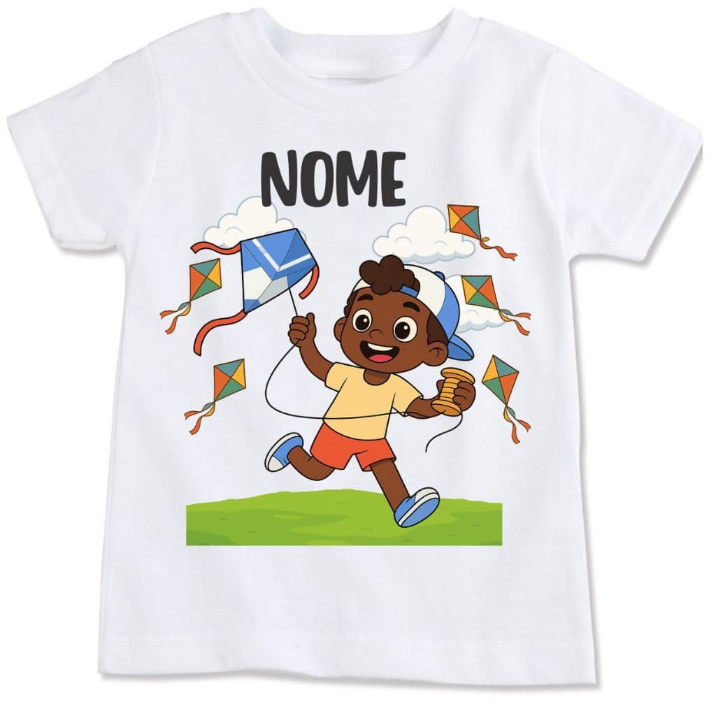 Camisa personalizada com nome menino soltando pipa códg01