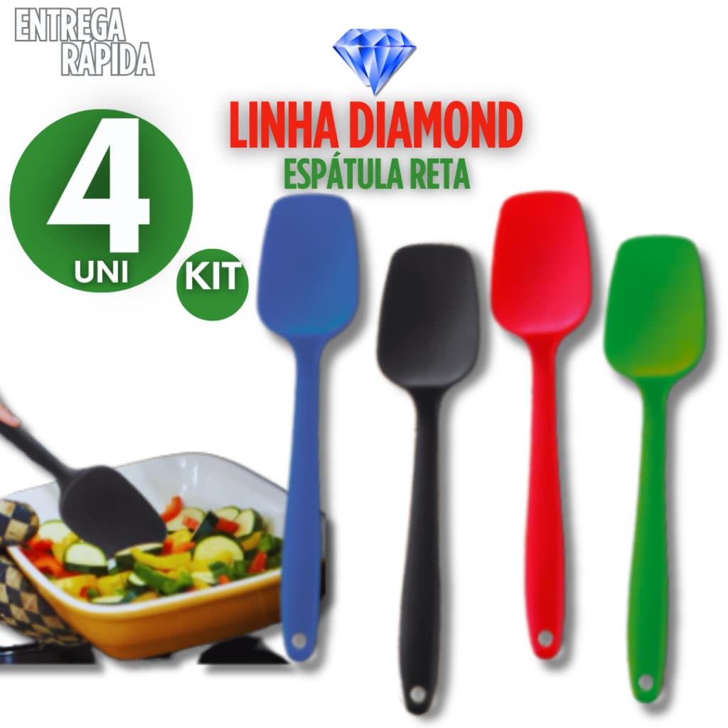 COMBO  4 ESPATULA RETA SILICONE PRETO/VERMELHO RESISTENTE A 220 GRAUS CASA CONFEITARIA COZINHA RESTAURANTE