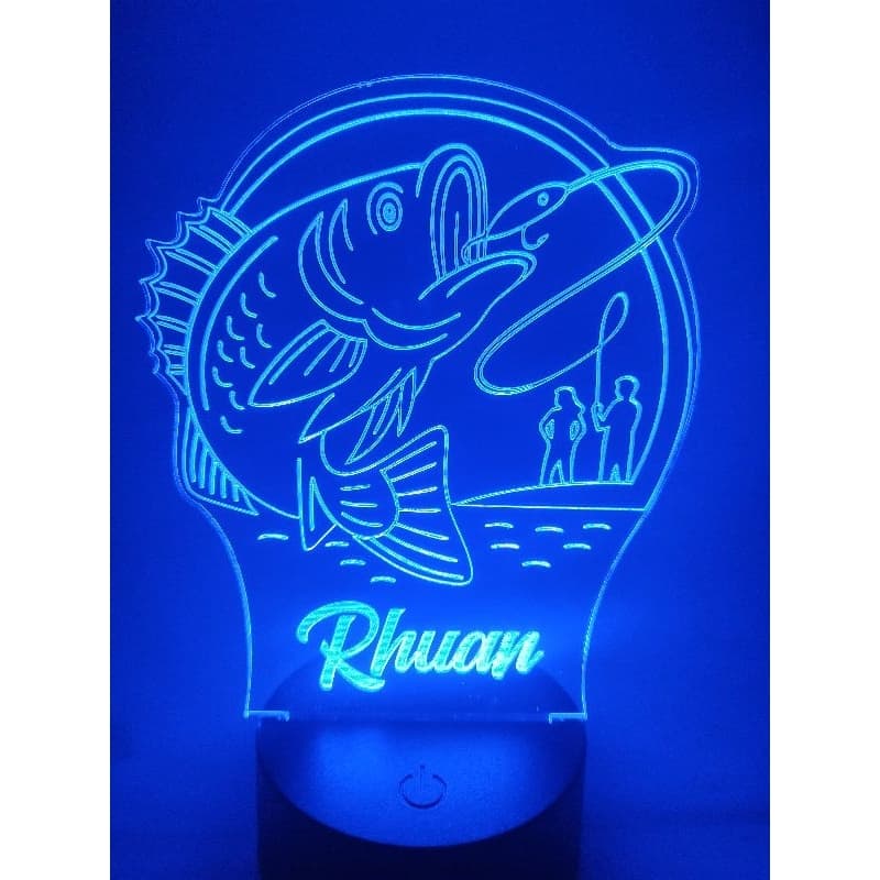 Luminária led rgb 16 cores pescaria esportiva tucunaré personalizada