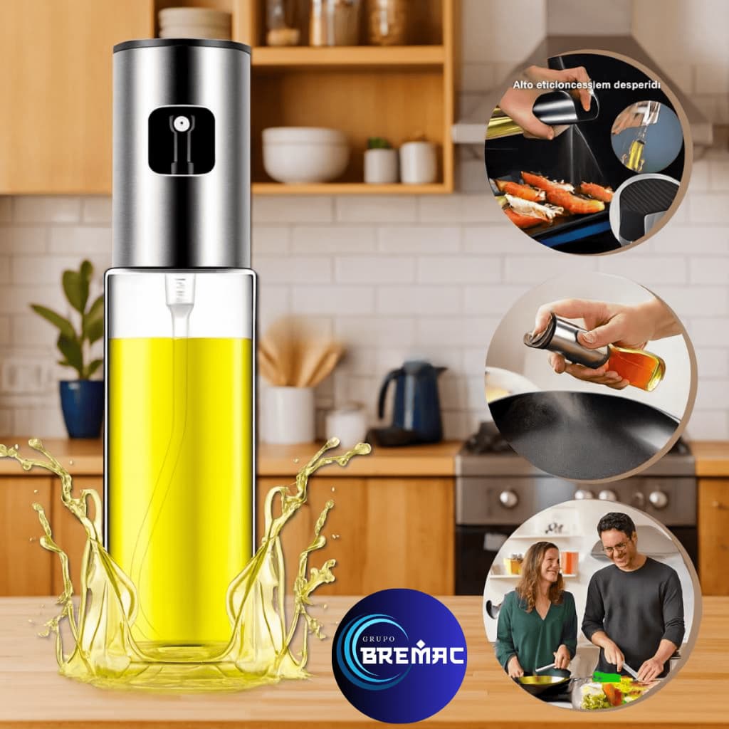 Spray Borrifador De Azeite, Óleo E Vinagre 100ml Galheteiro De Vidro Pulverizador Cozinha Gourmet