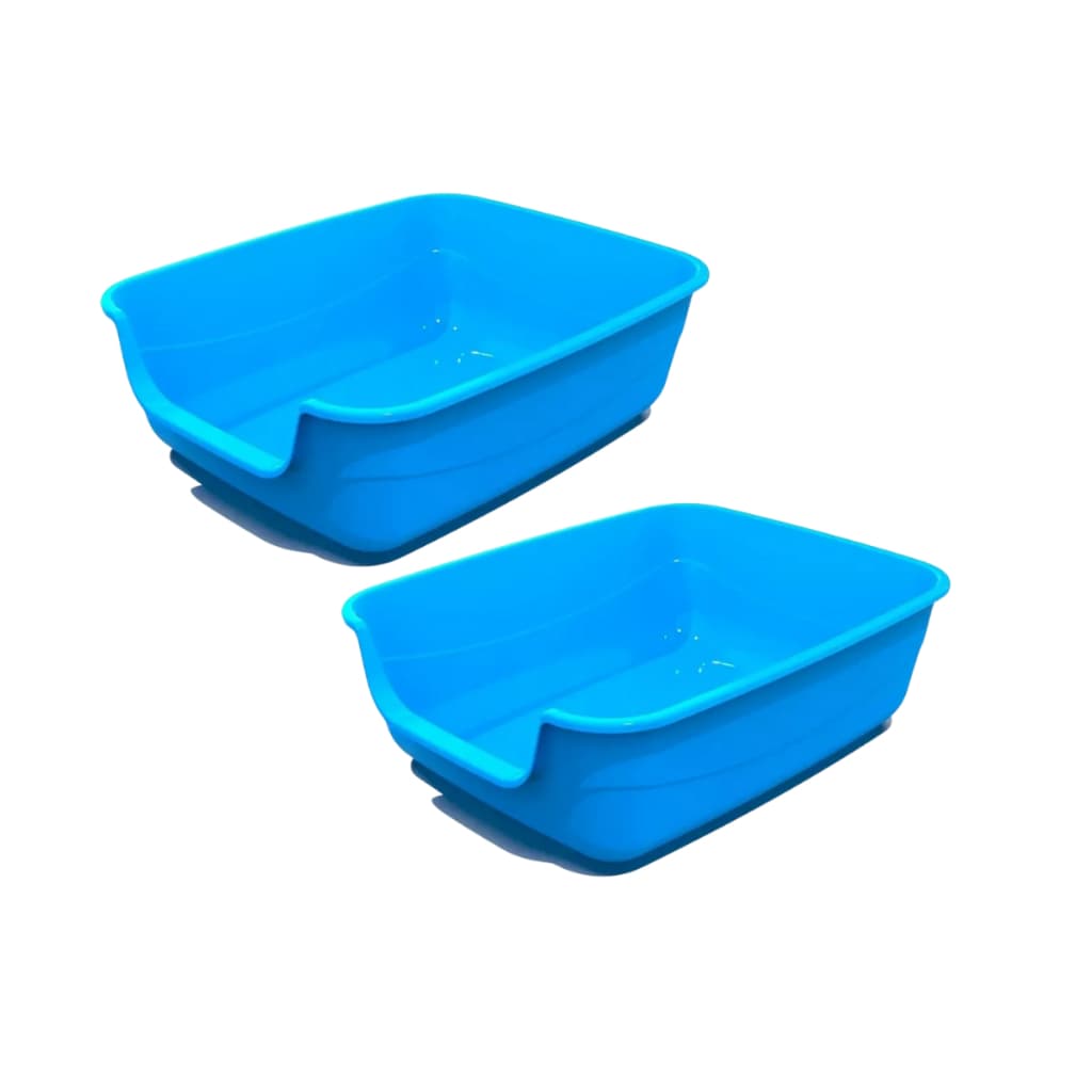 Kit com 2 Caixas De Areia Bandeja Sanitária Gigante Para Gatos Jumbox Cor Azu