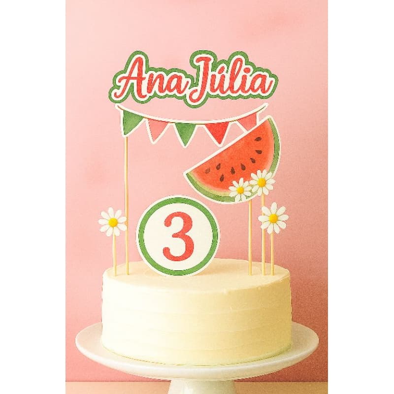 ENVIO IMEDIATO - Kit Topo de bolo Melancia - Topo de bolo Melancia - Topo Mêsversario - Aniversario Melancia