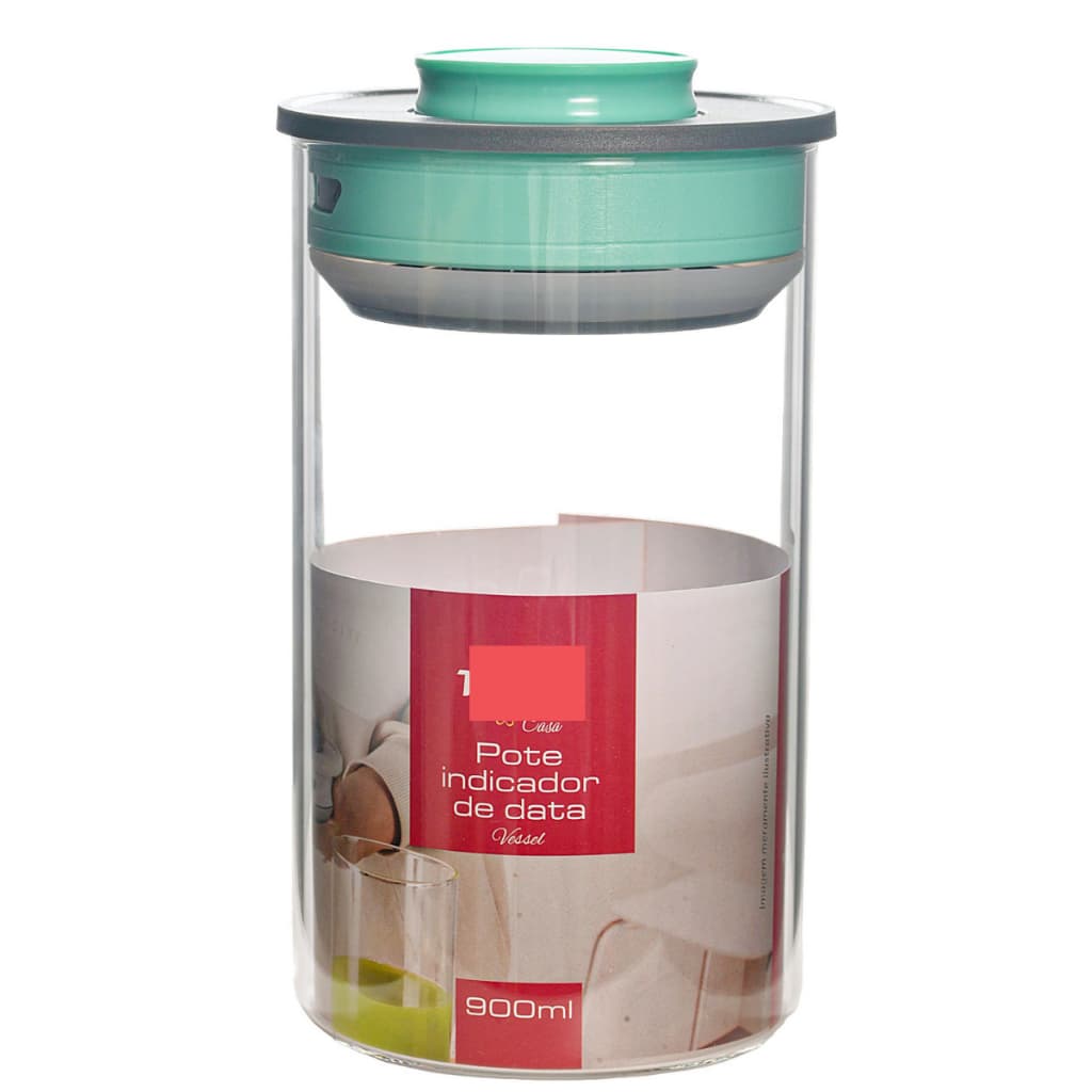 Pote hermético vidro borossilicato com datador – frescor e controle na cozinha. Resistente, elegante e prático reutiliza