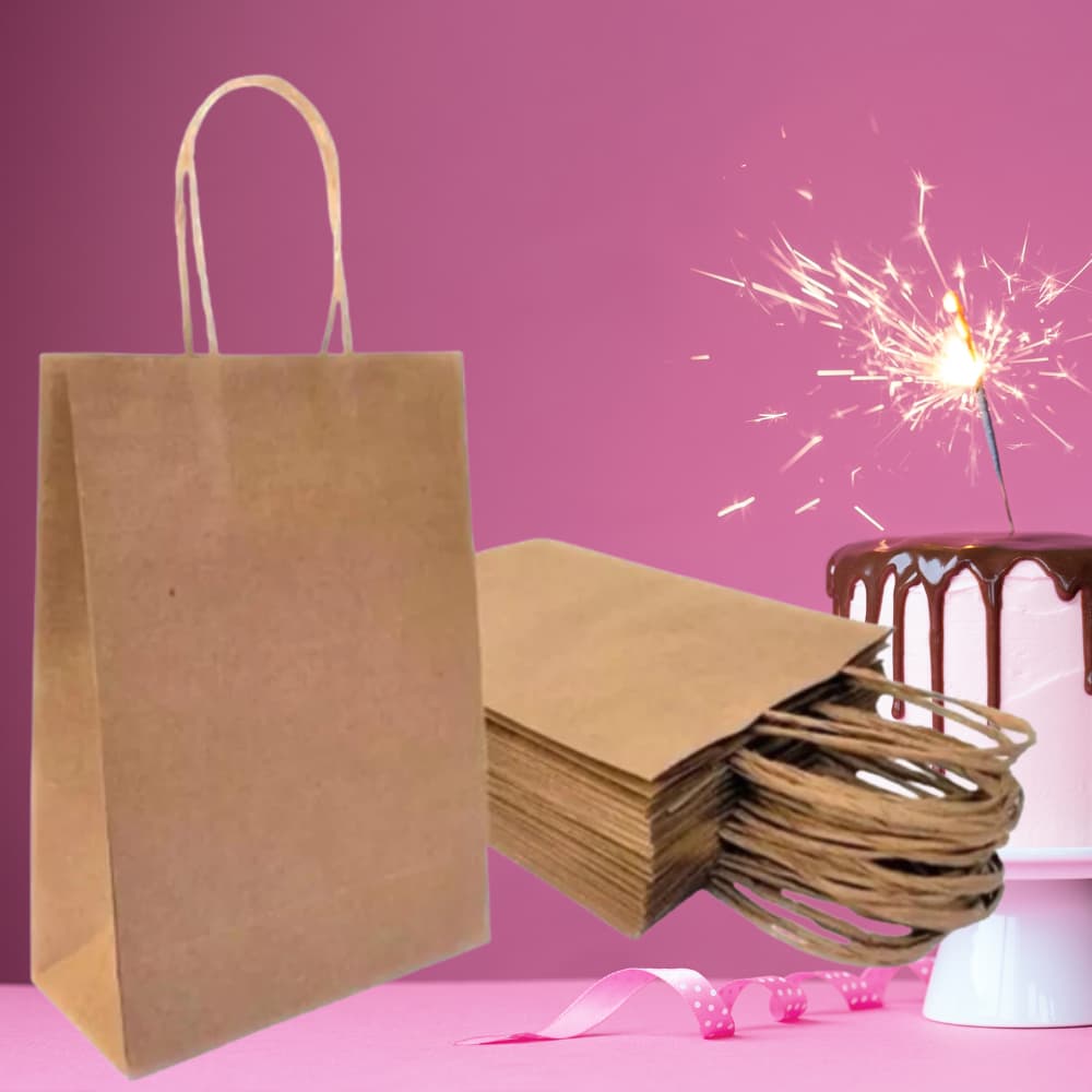 Sacola de presente Papel Kraft Lisa(24x12x30cm) Kit ate 96 unidades
