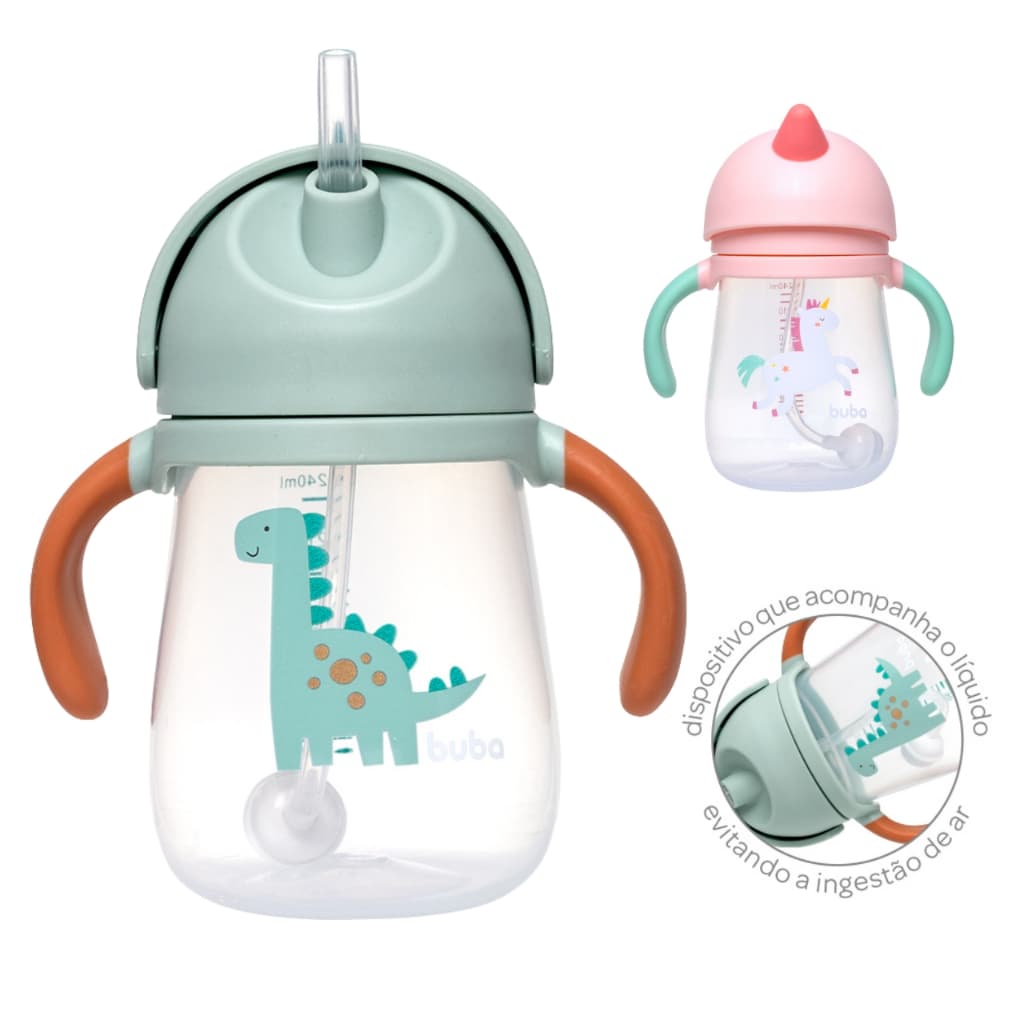 Copo de Transição para Bebê Buba com Alça e Canudo Copo de Treinamento Infantil para Bebê Buba
