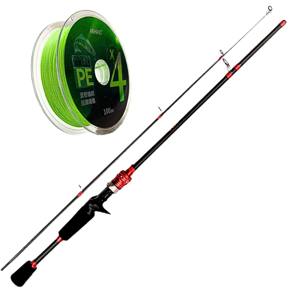 Vara De Pesca Para Carretilha Fibra De Carbono com Gatilho Arma Linha Multifilamento Tucunare Robalo