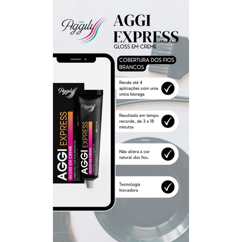 Aggi Express Tintura Para Cabelos Brancos Sem Tom Gloss
