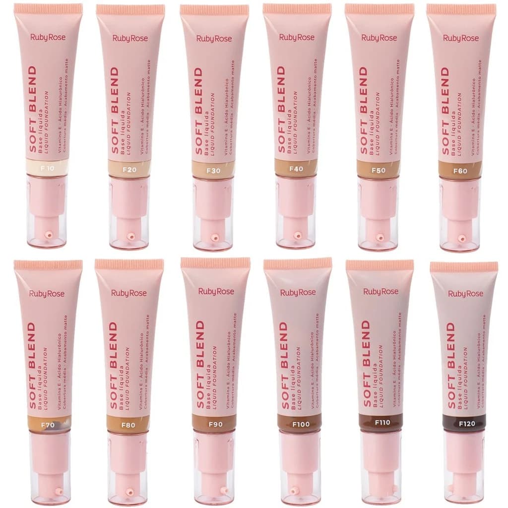 Base líquida Soft Blend Acabamento Matte - Ruby Rose 30g HBM301 RubyRose - Linha Rosa Ruby Rose