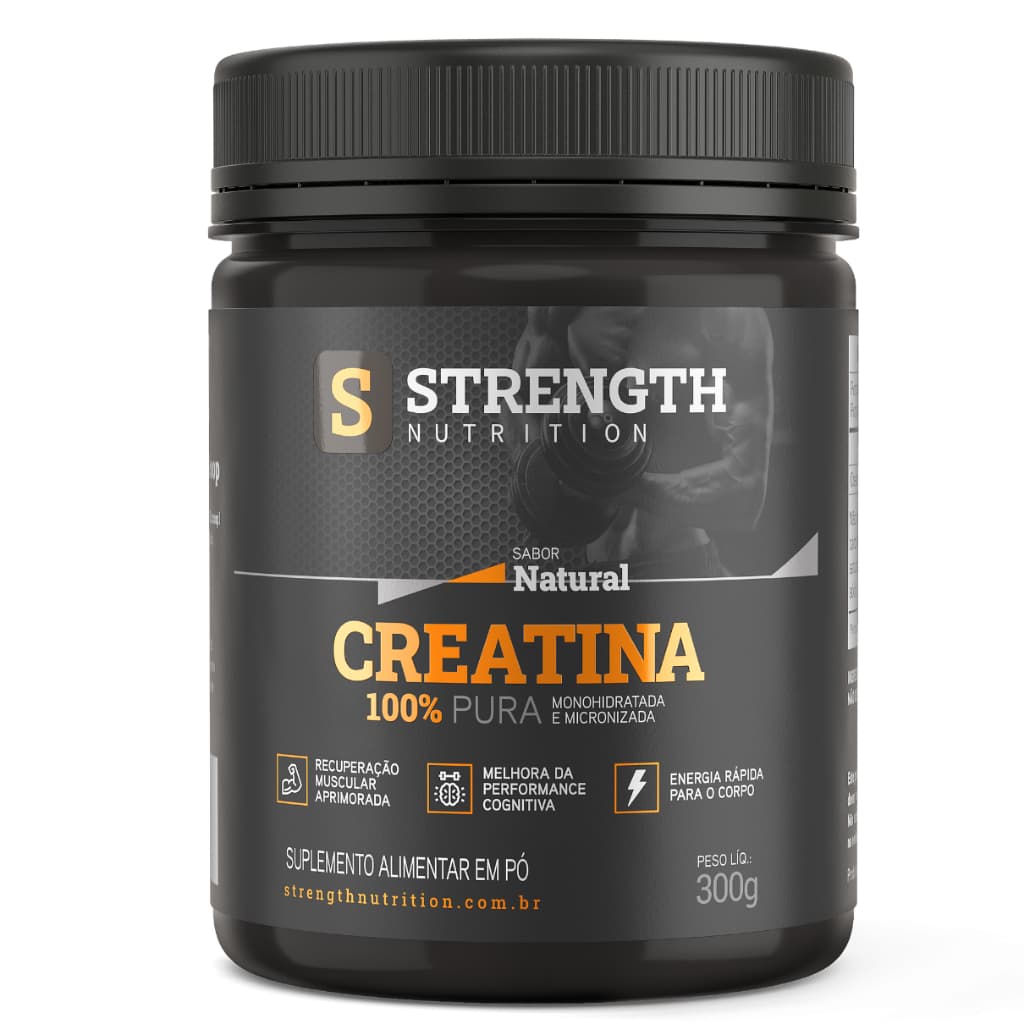 Creatina Monohidratada Micronizada Pote 300g 100% Pura Matéria Prima Importada com Laudo - Strength Nutrition