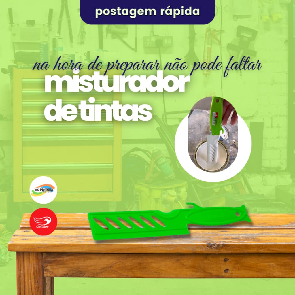 Misturador de Tinta Manual Condor Plástico Verde  Resistente Para Massas Tintas Vernizes Esmaltes