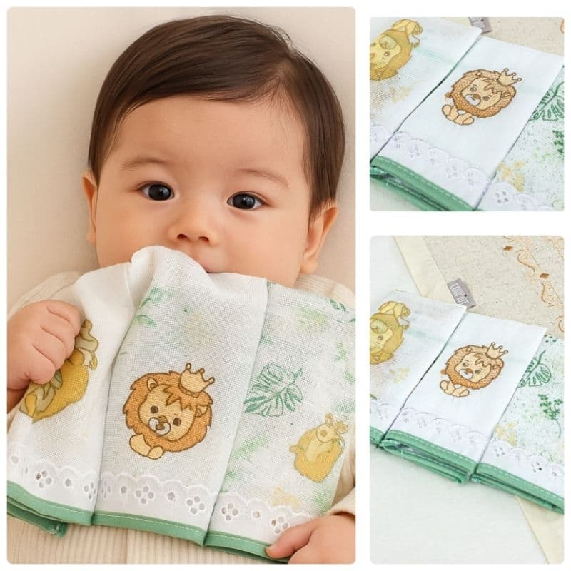 kit Bebê 3 Unidades Pano de Boca 100% Algodão Macio Enxoval 32cm x 32cm Fralda