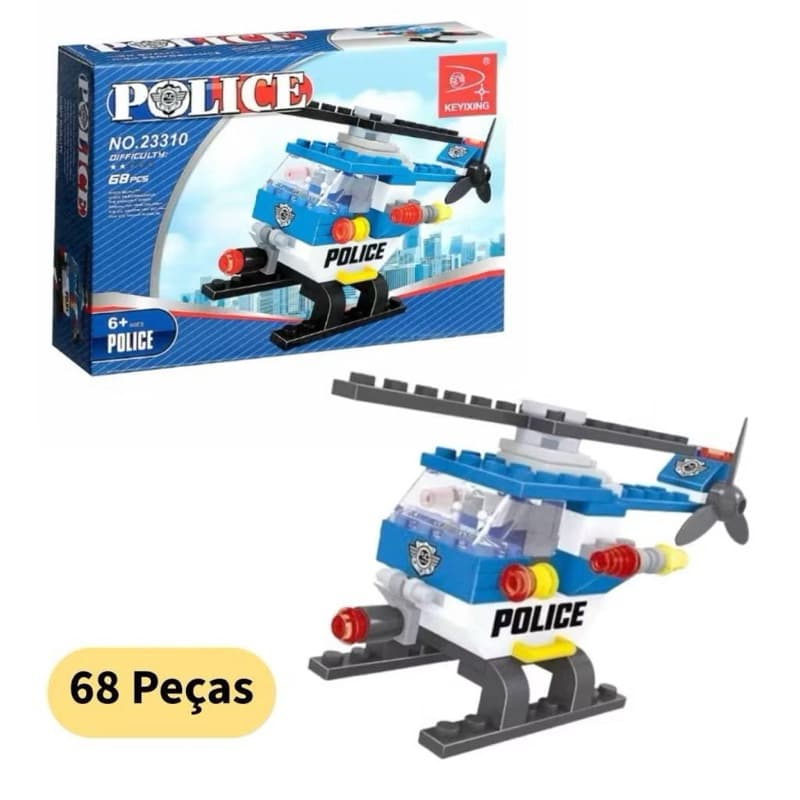 Helicóptero Blocos de Montar Infantil Brinquedo Criativo Educativo Construção Infantil