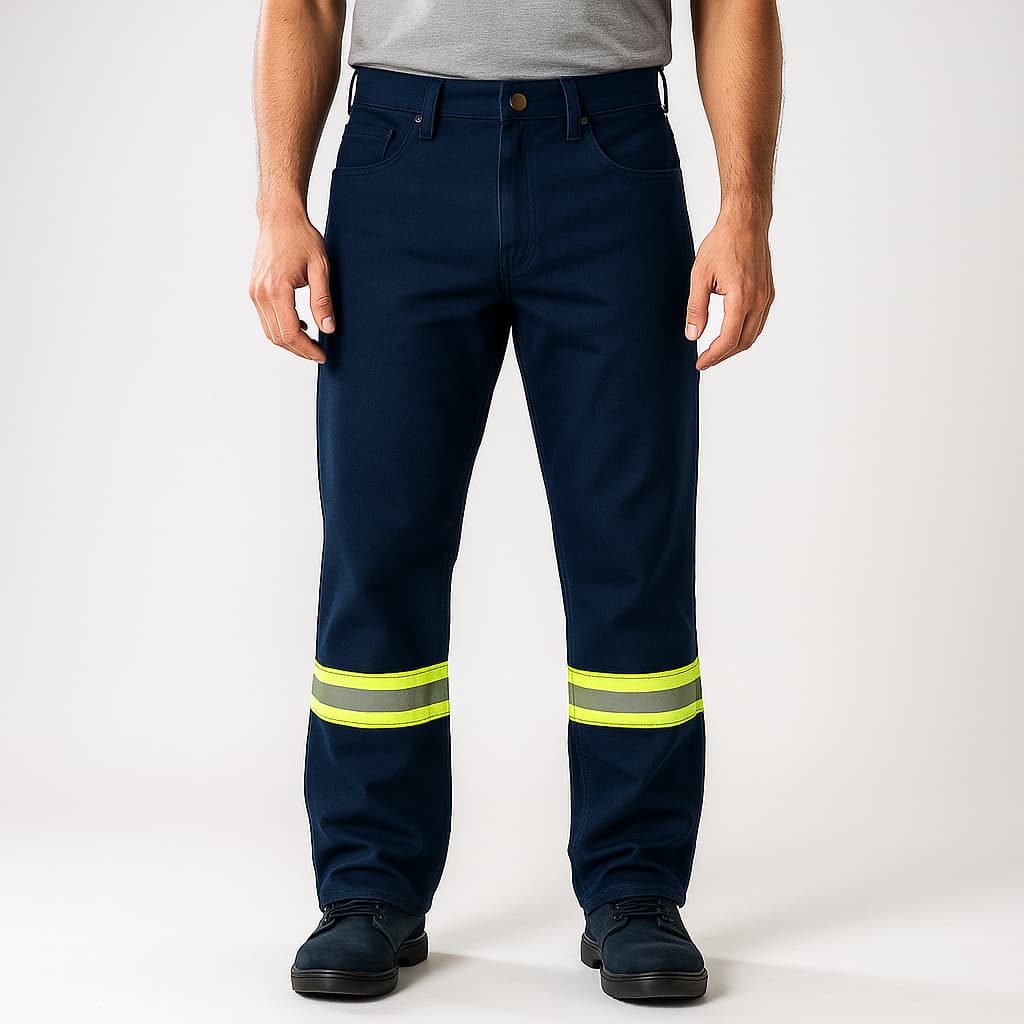 Calça Jeans com Refletivo Uniforme Profissional Reforçado