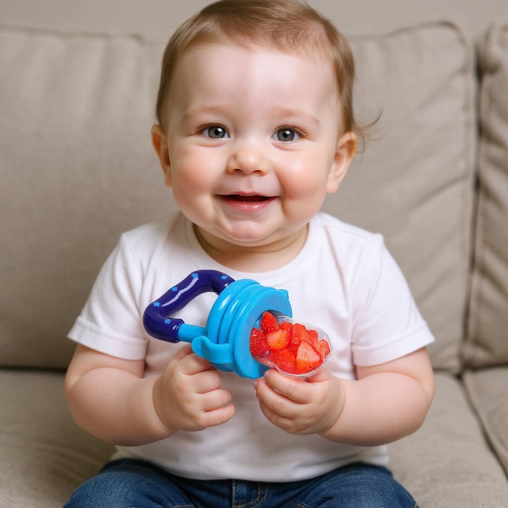 Chupeta Alimentadora Bebe Para Frutas Com Tampa Higiênica Prática Com Bico De Mamadeira Macio