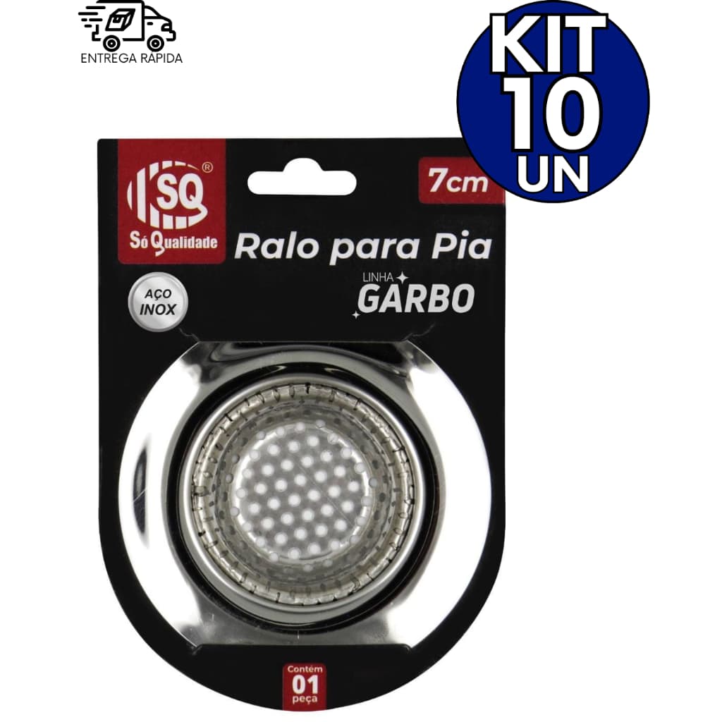 Kit 10 Ralo em Aço Inox Casa Cozinha Pia Restaurante Cantina Lanchonete