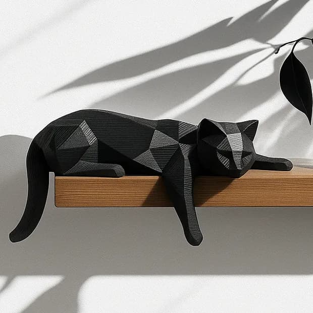 Gatinho Dorminhoco 3D - Decoração p/ Casa Estantes Prateleiras Etc