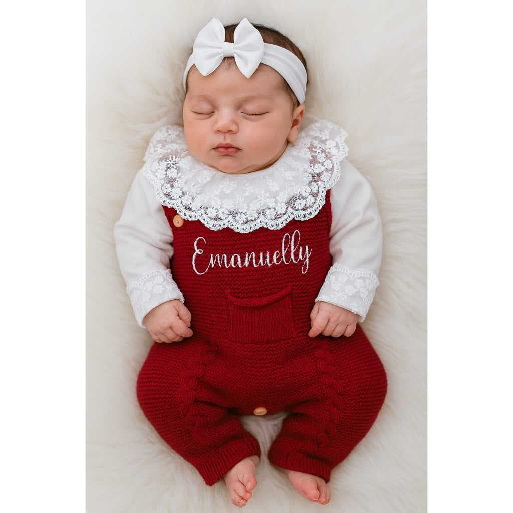 Jardineira  Com Botoes Unissex Personalizada Bebe