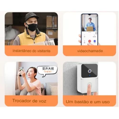 Video Campainha Sem Fio Wifi Inteligente Tuya Interfone